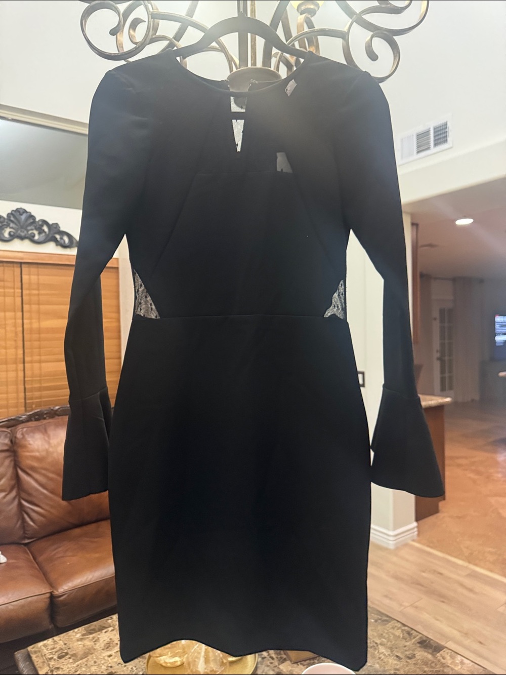 Parker | Dresses | Parker Black Longsleeve Sheath Dress With Lace Insets